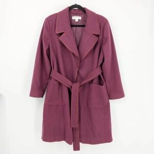 BEAUTIFUL by Lawrence Zarian Regular Belted Double Knit Lined Coat Fig Womens LP